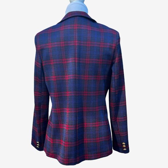 VTG Cape Cod Match Mates sz 2/4 Plaid Blazer Blue Red Gold Buttons Preppy - Picture 3 of 8